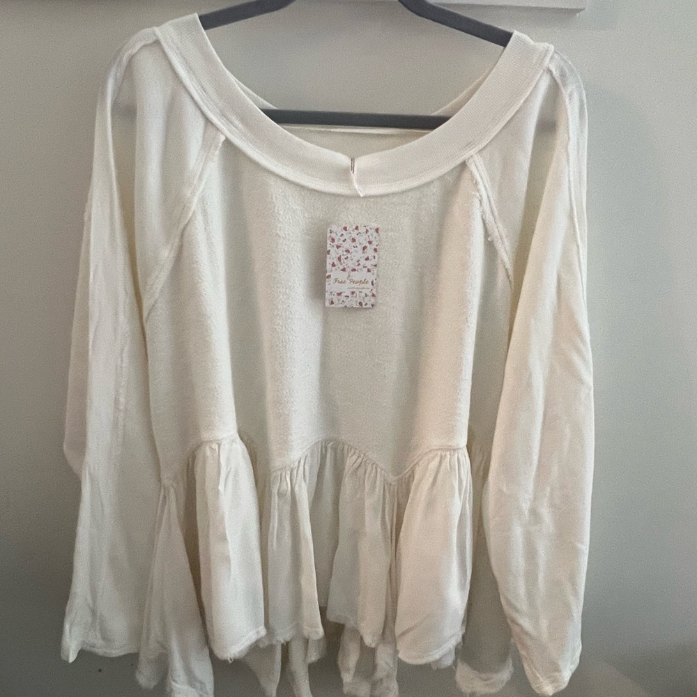 Free People Cream lightweight sweatshirt new with tags